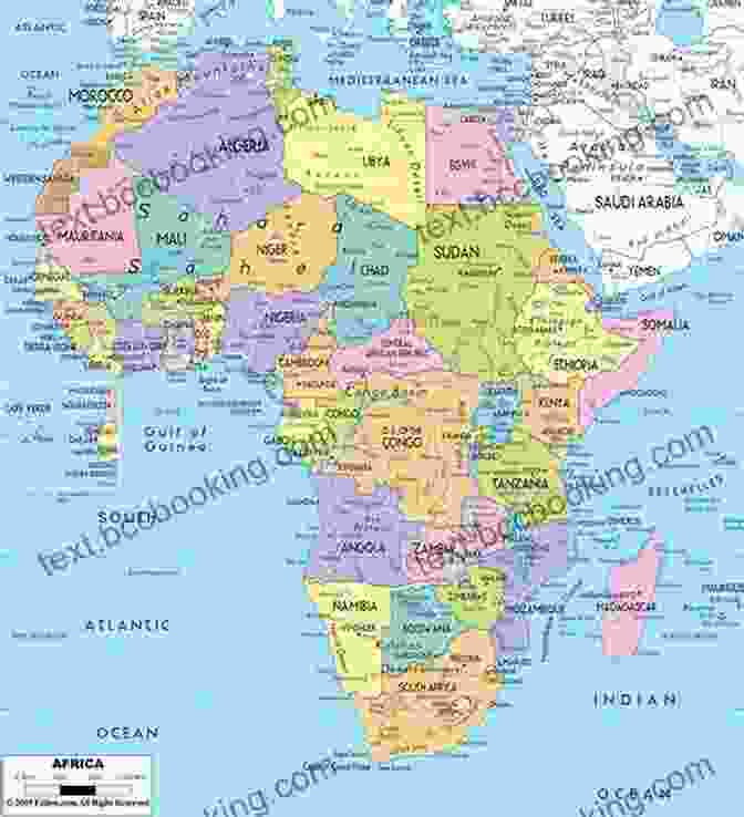 A Detailed Map Of The African Continent, Showcasing Its Diverse Geographical Features And Political Boundaries. Africa Is Not A Country