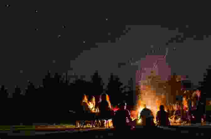 Children Sitting Around A Campfire, Gazing Up At A Starlit Night Sky Mountain Challenge Action For Kids