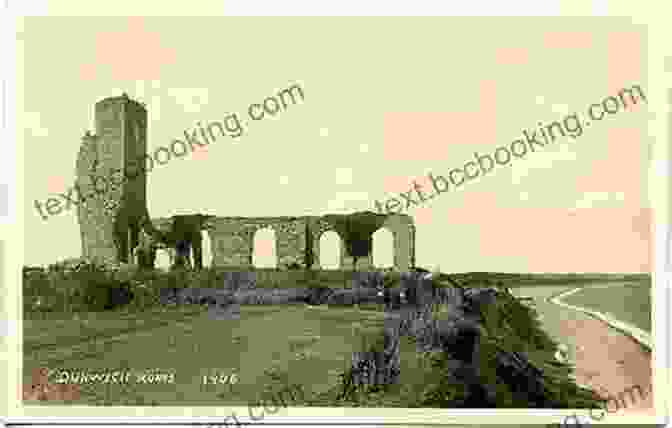 Grainy Image Of Dunwich Ruins Emerging From The Sea, Hinting At The City's Former Grandeur And Tragic Fate. Shadowlands: A Journey Through Britain S Lost Cities And Vanished Villages