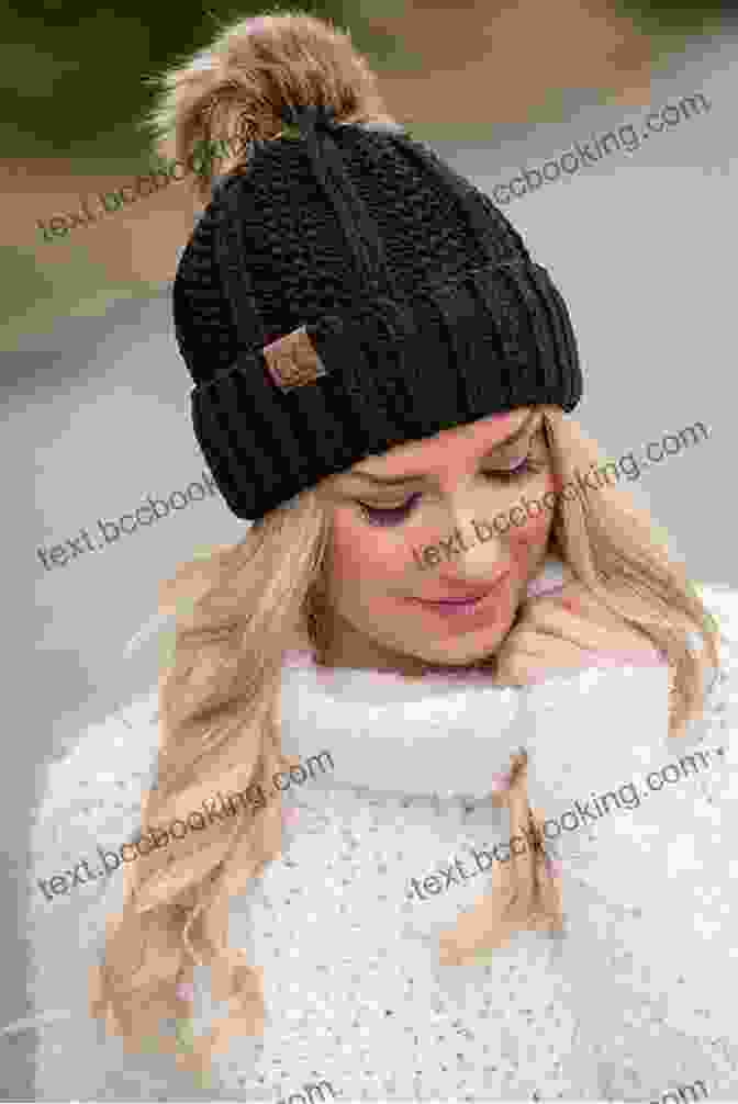 Image Of A Stylish Knitted Beanie Ski Hat Worn By A Lady Knitting Pattern KP382 Ladies Mens Beanie Ski Hat Pattern USA Terminology