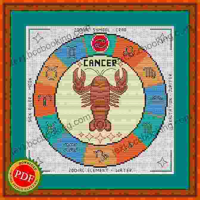 Zodiac Cancer Cross Stitch Pattern Featuring The Cancer Constellation Under A Moonlit Sky Zodiac Cancer 2 Cross Stitch Pattern